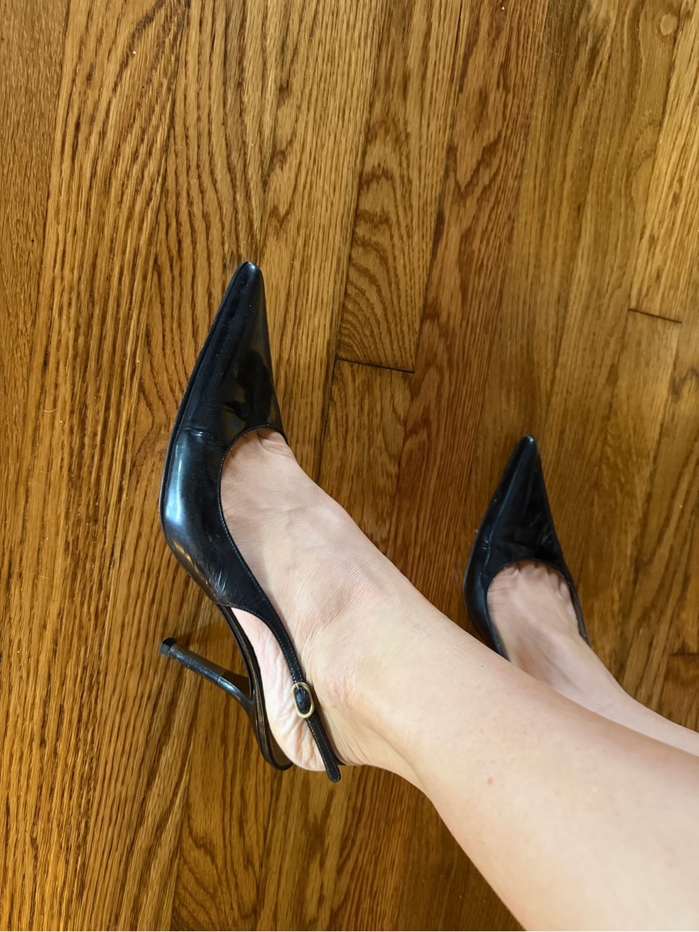 Dolce & Gabbana Black Patent Slingback Pointed Toe Stiletto Heels - Picture 8 of 8